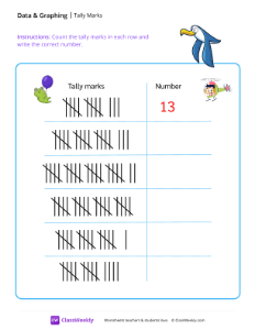 Tally Marks - Seagull | Math Worksheet