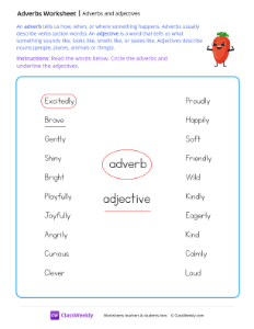 Adverbs and adjectives - Carrot | Grammar Worksheet