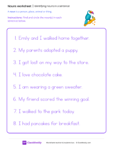 worksheet-Identifying-nouns-in-a-sentence---Parrot