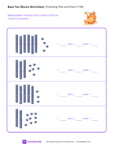 Counting Tens and Ones (1-100) - Cat | Math Worksheet