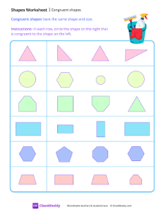 Congruent shapes - Cleaning | Math Worksheet