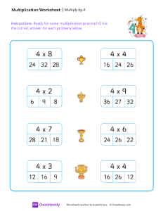 Multiplication Practice - Multiply by 4 | Math Worksheet