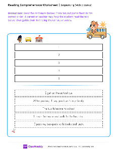 Sequencing (sentences) - School | Reading & Writing Worksheet