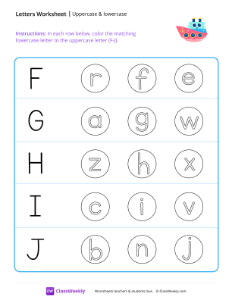 Uppercase & Lowercase (F-J) - Happy Boat | Reading & Writing Worksheet