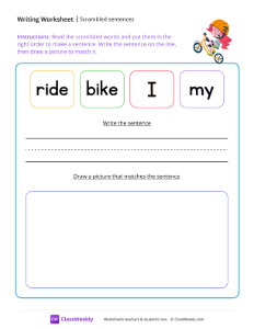 Scrambled sentences - Bike | Reading & Writing Worksheet