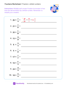 Fraction x Whole Numbers - Cart | Math Worksheet