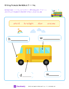 Labelling - Bus | Reading & Writing Worksheet