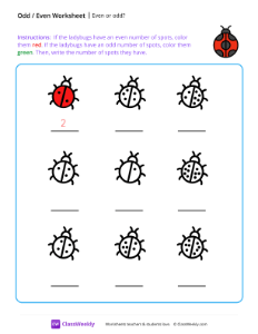 Even or Odd - Ladybug | Math Worksheet