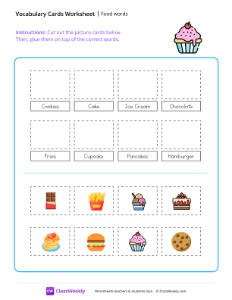 Food words - Cupcake | Reading & Writing Worksheet