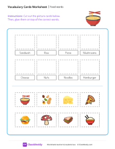 Food words - Noodles | Reading & Writing Worksheet