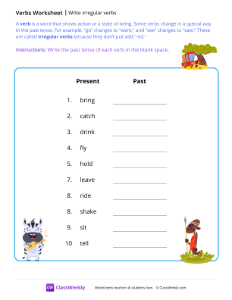 Write irregular verbs - Savannah | Grammar Worksheet