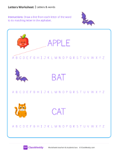 Letters & Words - Bat | Reading & Writing Worksheet