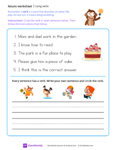 Writing verbs - Idea | Grammar Worksheet