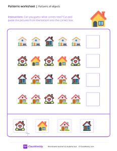 Patterns of objects - House | Math Worksheet