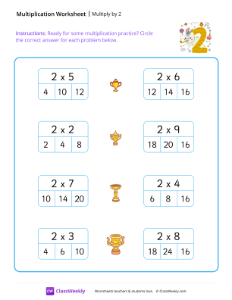 Multiplication Practice - Multiply by 2 | Math Worksheet