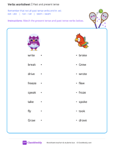 Past and present tense - Tennis | Grammar Worksheet