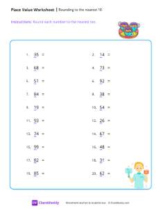 Rounding to the nearest 10 - Mugs | Math Worksheet