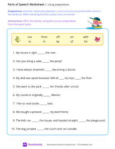 Using prepositions - Fishing | Grammar Worksheet