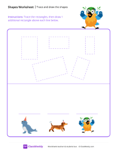 Trace and draw the shapes - Rectangles | Math Worksheet