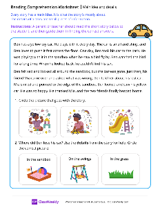 Main Ideas & Details - Toy Car | Reading & Writing Worksheet