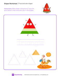 Trace and color shapes - Triangle | Math Worksheet