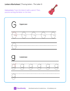 Tracing Letters - The Letter G | Reading & Writing Worksheet