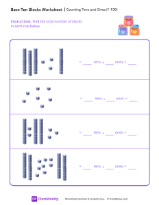 Counting Tens and Ones (1-100) - Blocks | Math Worksheet