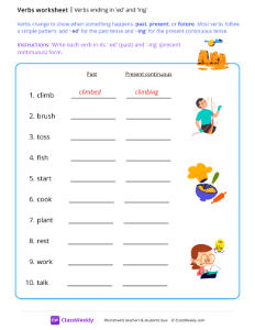 Verbs ending in 'ed' and 'ing' - Canyon | Grammar Worksheet