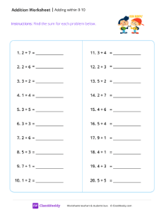 Adding within 10 - Friends | Math Worksheet