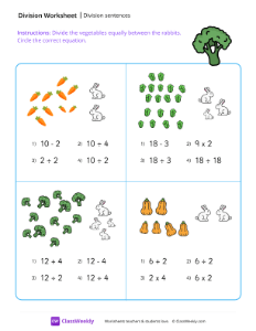 Division sentences - Broccoli | Math Worksheet