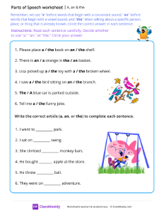 A, an & the - Parrot | Grammar Worksheet