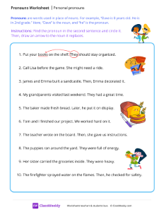 Personal pronouns - Friends | Grammar Worksheet