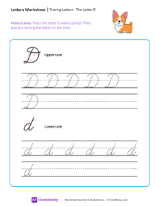 Cursive D | Reading & Writing Worksheet