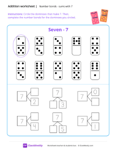 Number bonds (sums with 7) - Dominoes | Math Worksheet