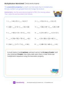 Associative property - Stadium | Math Worksheet