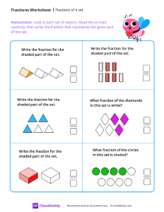 Fractions of a set - Love | Math Worksheet