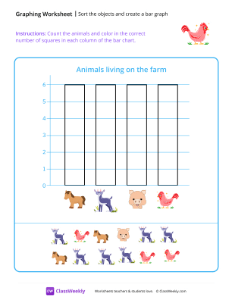 Sort the objects and create a bar graph - Chicken | Math Worksheet