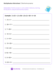 Distributive property - Cool Robot | Math Worksheet