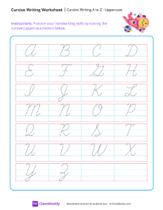 Cursive Writing A to Z - Uppercase | Reading & Writing Worksheet