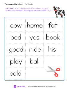 worksheet-Word-cards---Cow