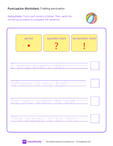 Adding Punctuation - Beach Ball | Reading & Writing Worksheet