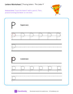 Tracing Letters - The Letter P | Reading & Writing Worksheet