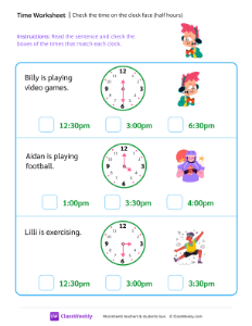 worksheet-Check-the-time-on-the-clock-face-(half-hours)---Video-Games