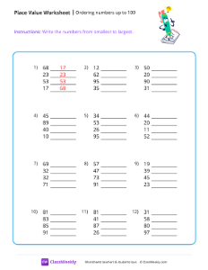 Ordering Numbers (up to 100) - Pencil | Math Worksheet