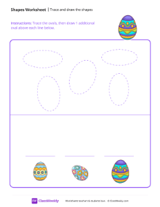 Trace and draw the shapes - Ovals | Math Worksheet