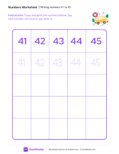 worksheet-Writing-numbers-41-to-45---School-Bus