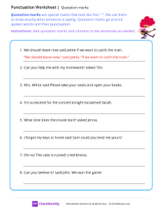 Quotation Marks - Concert | Grammar Worksheet