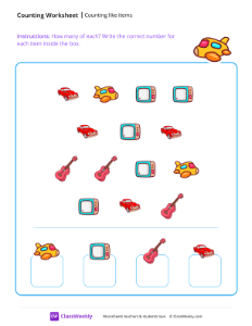 Counting like items - airplane | Math Worksheet