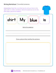 Scrambled sentences - Shirt | Reading & Writing Worksheet