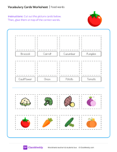 Food words - Tomato | Reading & Writing Worksheet